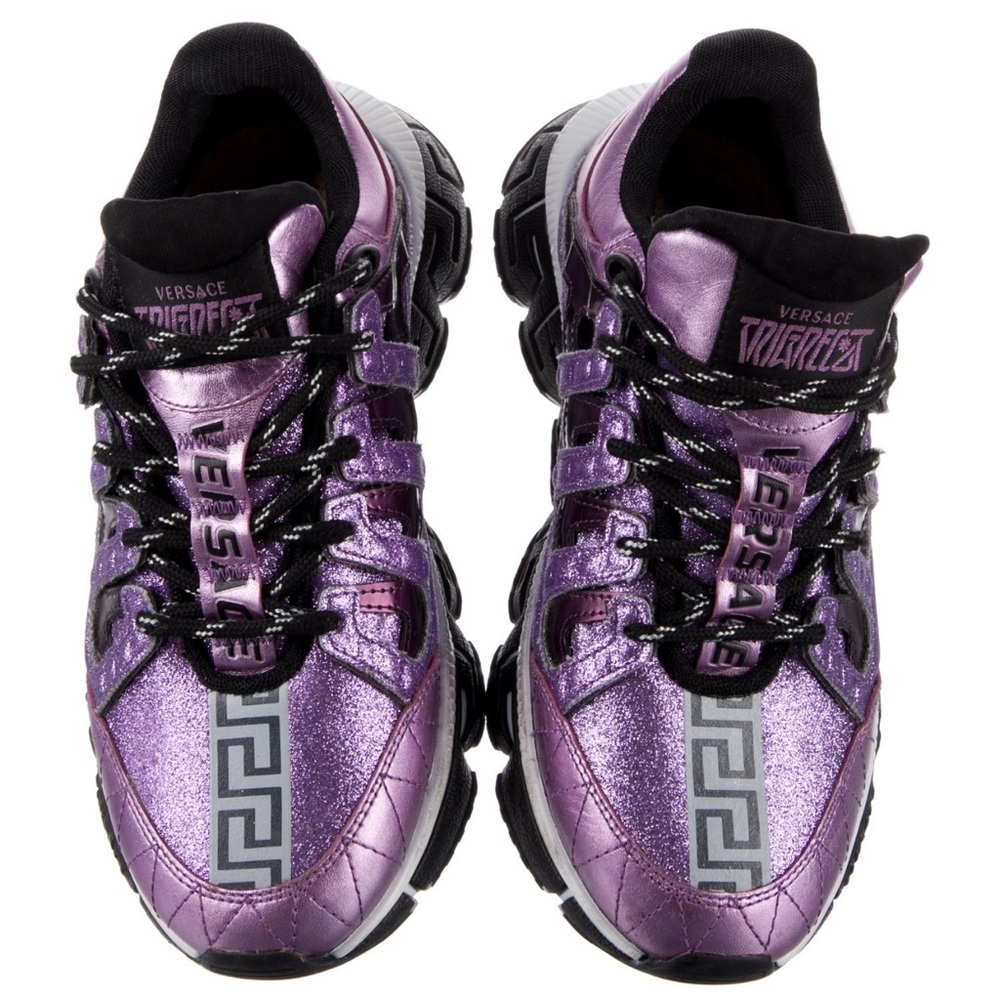 Versace Women’s TRIGRECA Glitter Purple & Black Sneakers 7.5